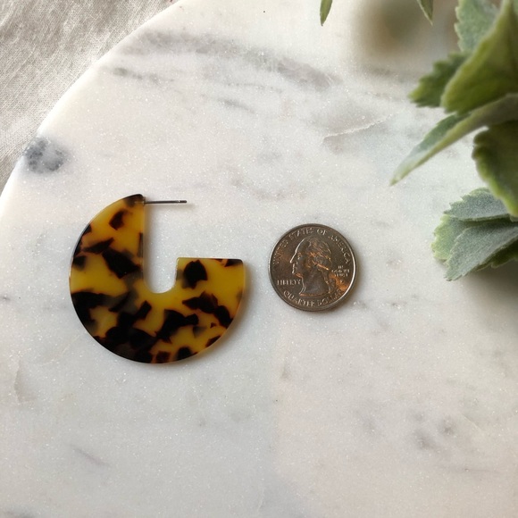 NWOT!! Tortoise Statement Hoop Earrings - Picture 4 of 4